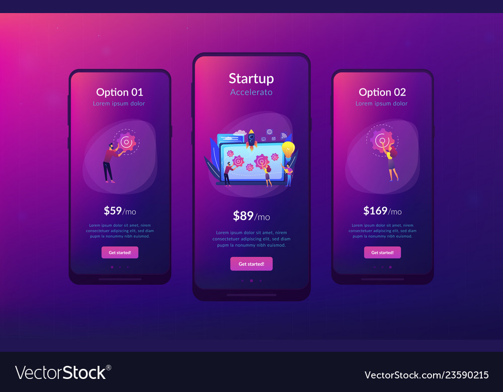 Startup accelerator app interface template Vector Image