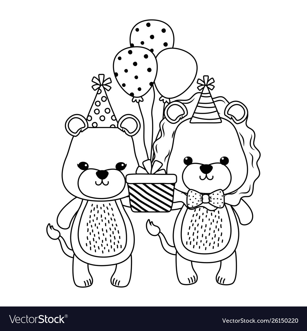 Animals with happy birthday icon design Royalty Free Vector