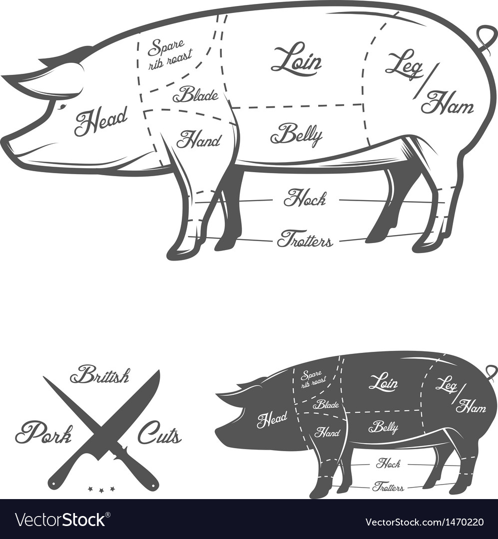 British uk cuts of pork Royalty Free Vector Image