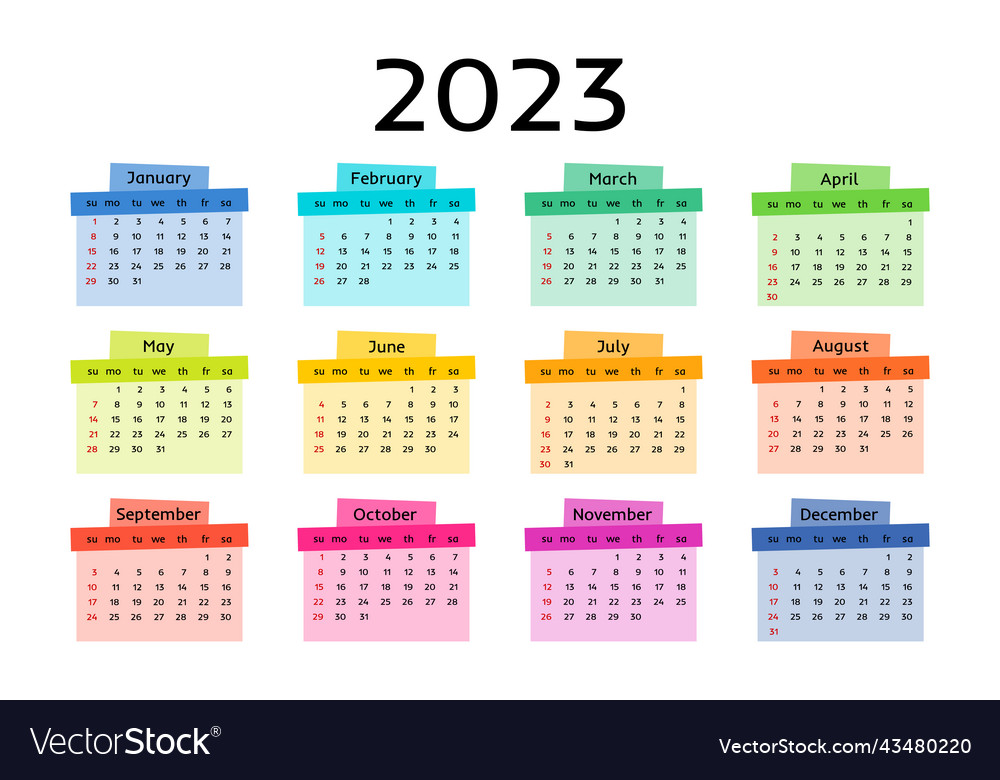 Calendar for 2023 isolated on a white background Vector Image