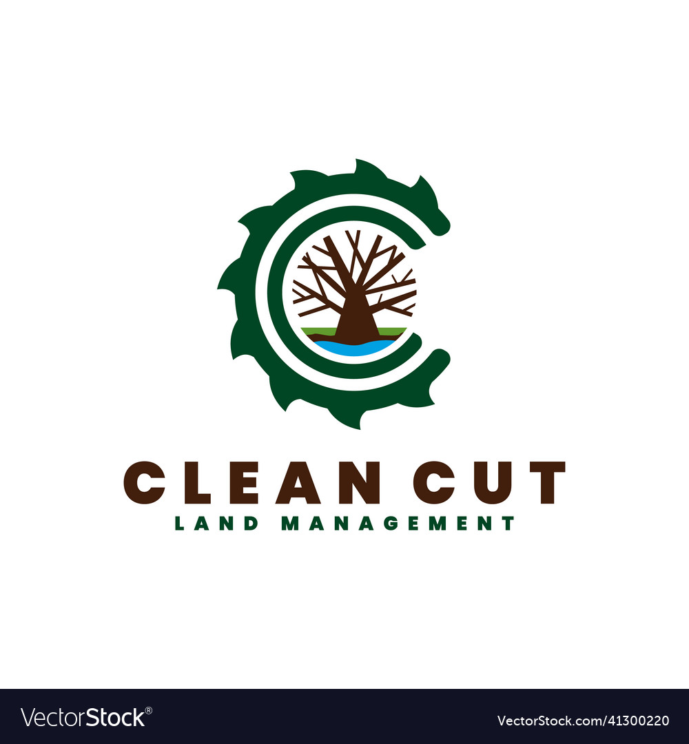 Cutting logo land management graphic design