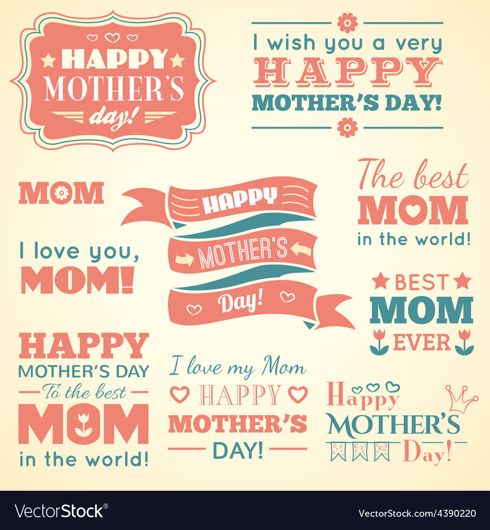 Happy Mothers Day Set Of Cute Elements Royalty Free Vector