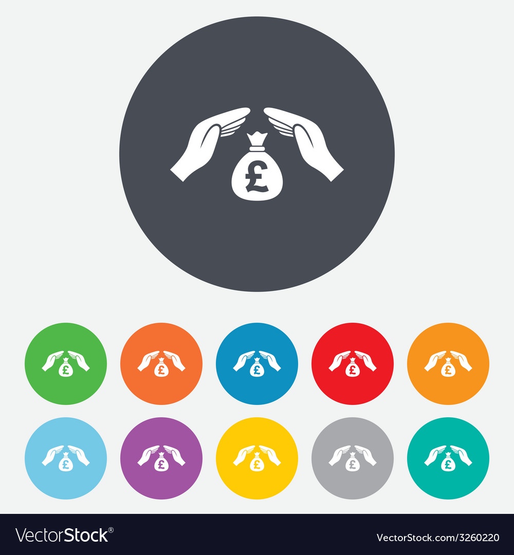 Protection money sign icon hands protect cash Vector Image