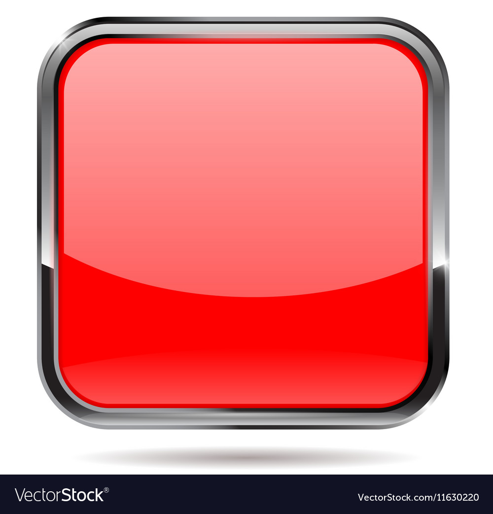 Thick grayscale square border red button vector illustration