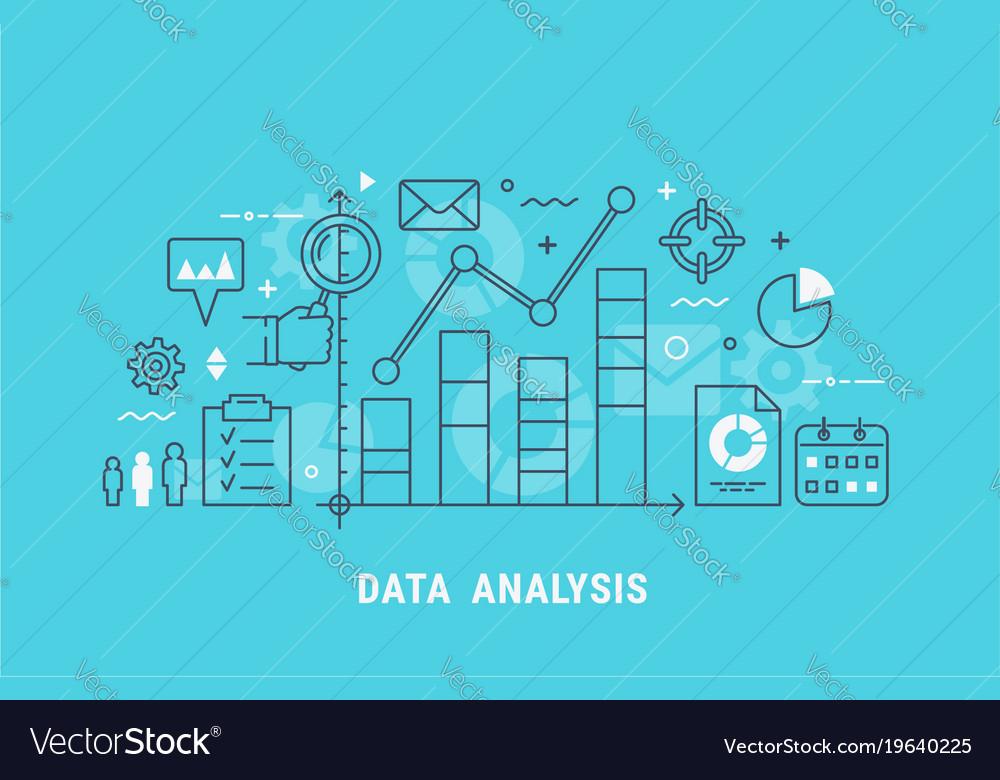 Data analysis thin line Royalty Free Vector Image