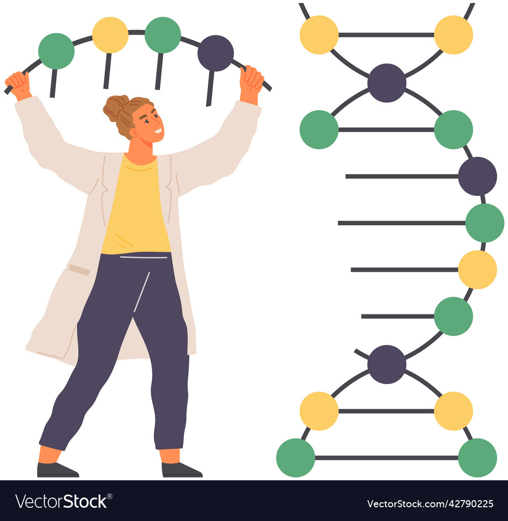 Scientist studying dna molecule genetic Royalty Free Vector Scientist studying dna molecule genetic Royalty Free Vector