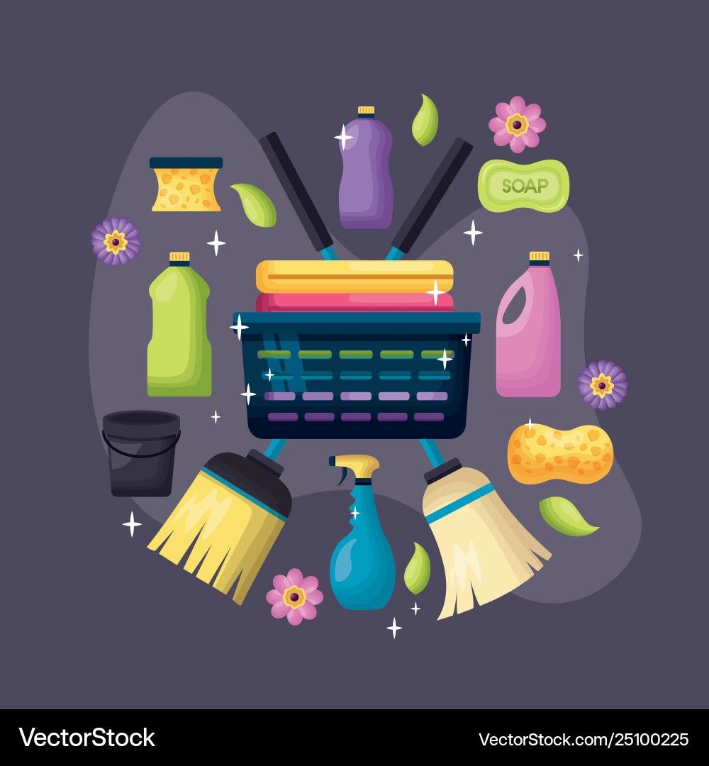 Spring cleaning tools Royalty Free Vector Image