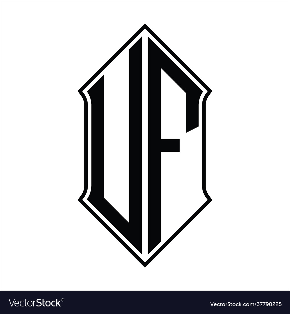 Uf logo monogram with shieldshape and outline Vector Image