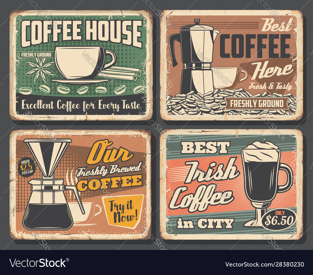 Coffee Retro Poster Espresso Cappuccino Cup Vector Image