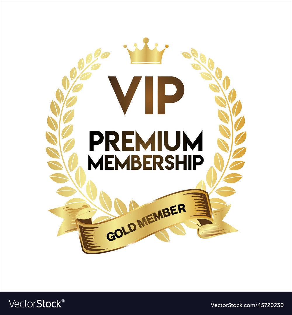 Vip club logo luxury golden badge Royalty Free Vector Image