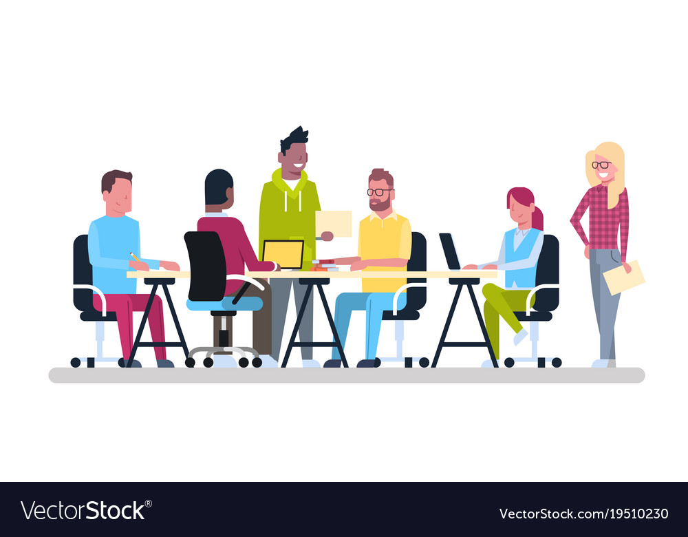 Group Of Young Business People Working Together Vector Image 6567