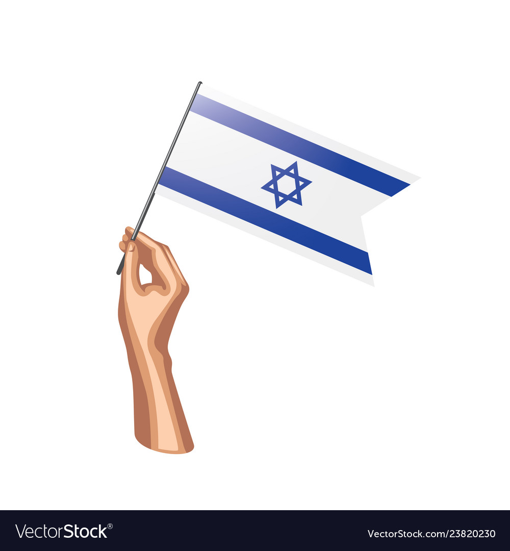 Israel flag and hand on white background Vector Image