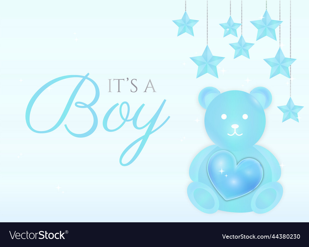 Its a baby boy with blue bear Royalty Free Vector Image