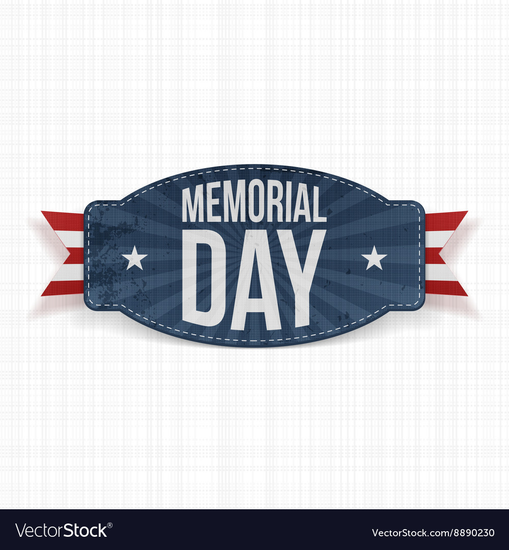 Memorial day label with text and ribbon Royalty Free Vector