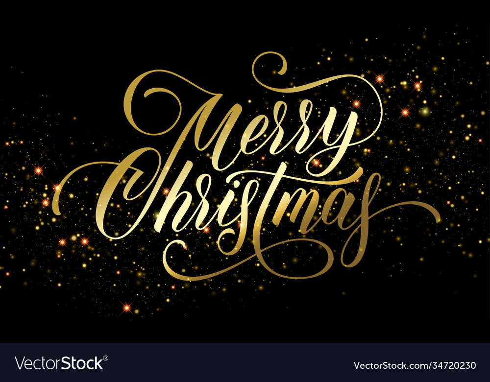 Merry christmas greeting card golden festive Vector Image