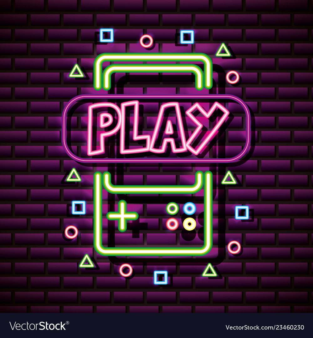 Neon video games Royalty Free Vector Image - VectorStock