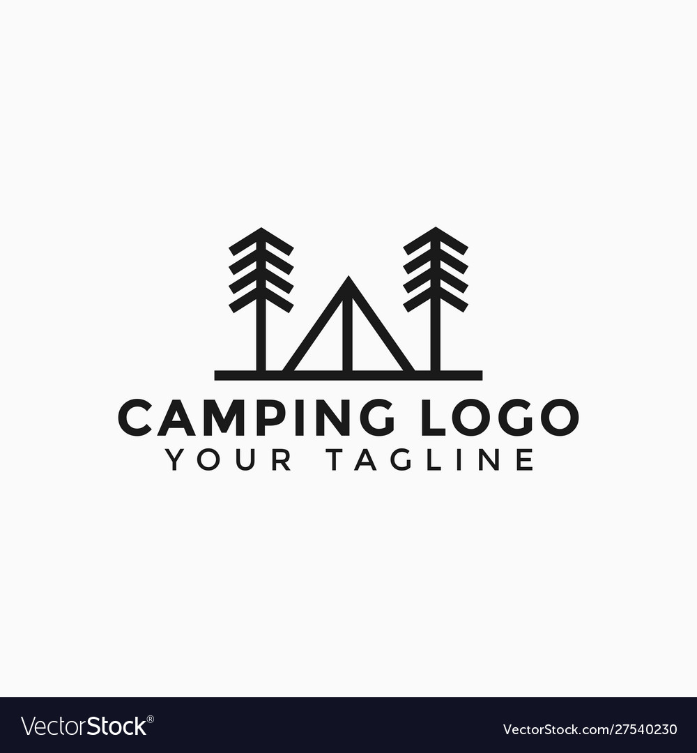 Outdoor camping with pine spruce tree line logo Vector Image