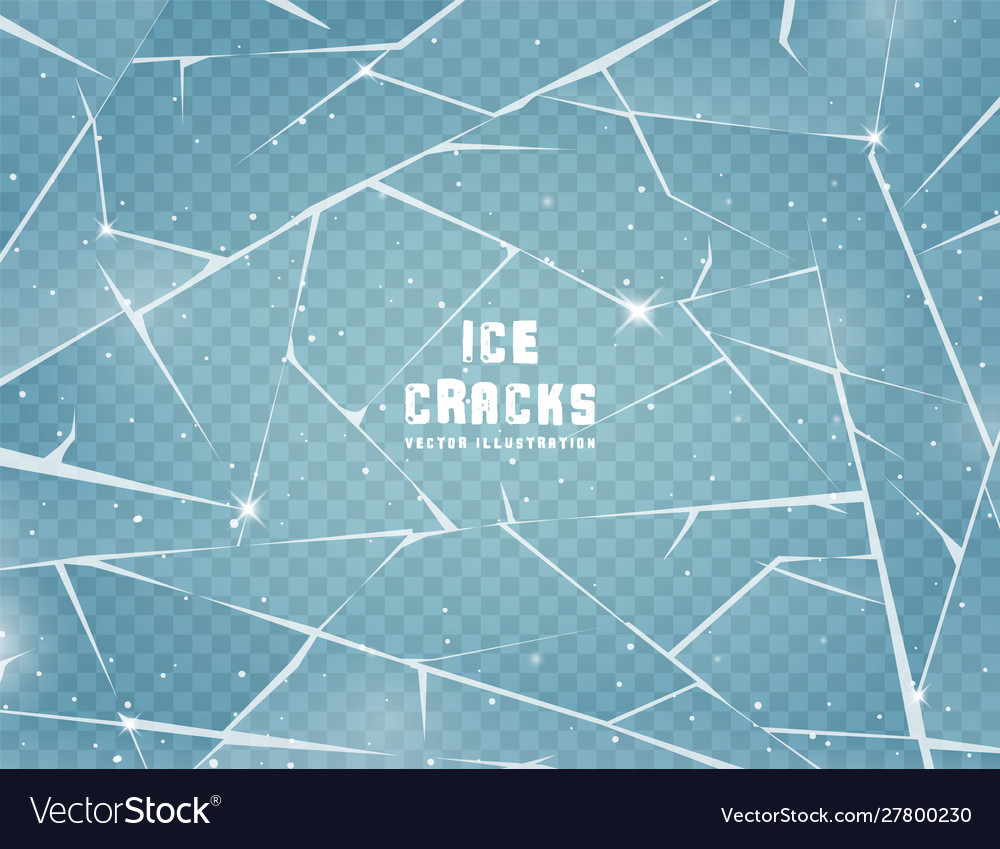 Realistic cracked ice surface frozen glass Vector Image