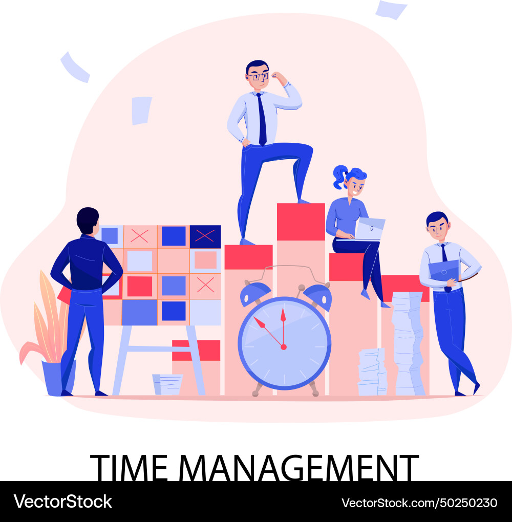 Time management composition Royalty Free Vector Image