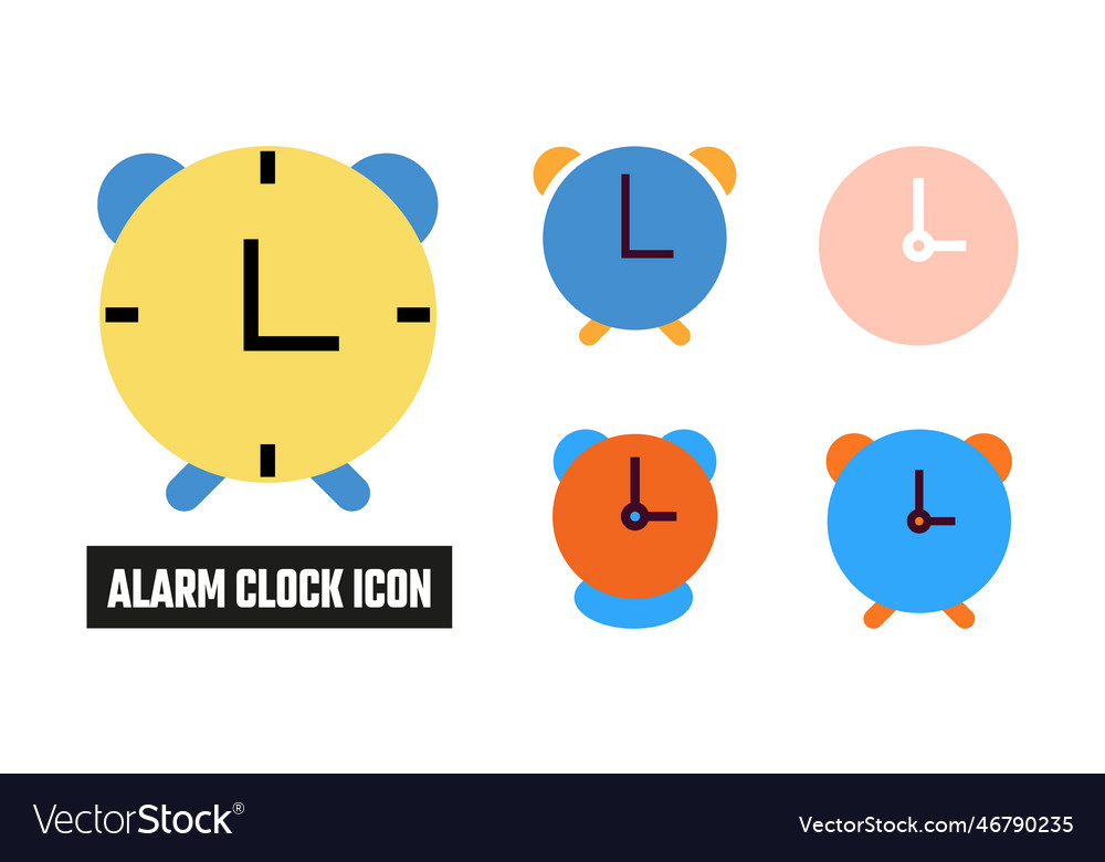 Alarm clock icon set Royalty Free Vector Image