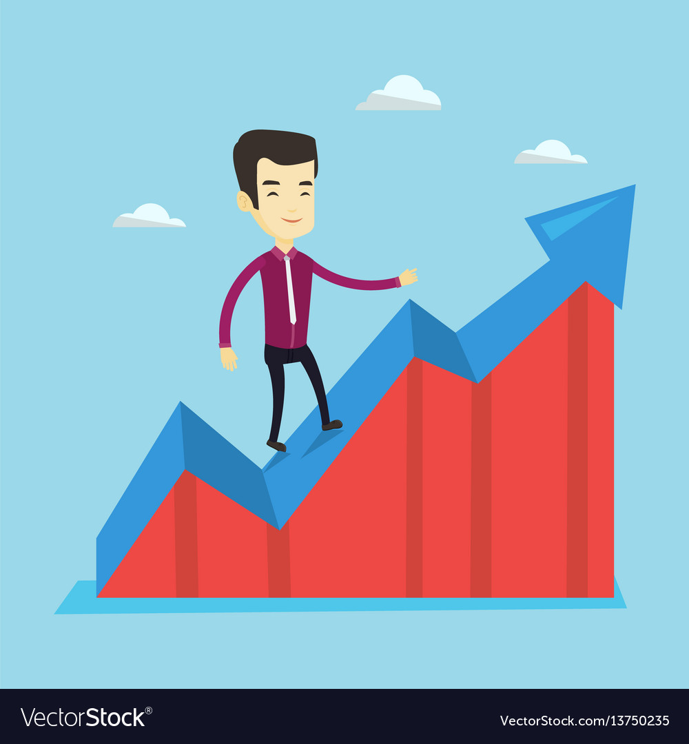 Business man standing on profit chart Royalty Free Vector