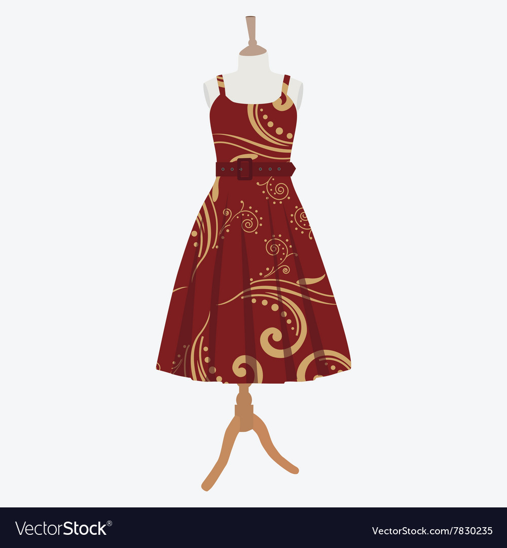 Elegant Red Dress Royalty Free Vector Image Vectorstock