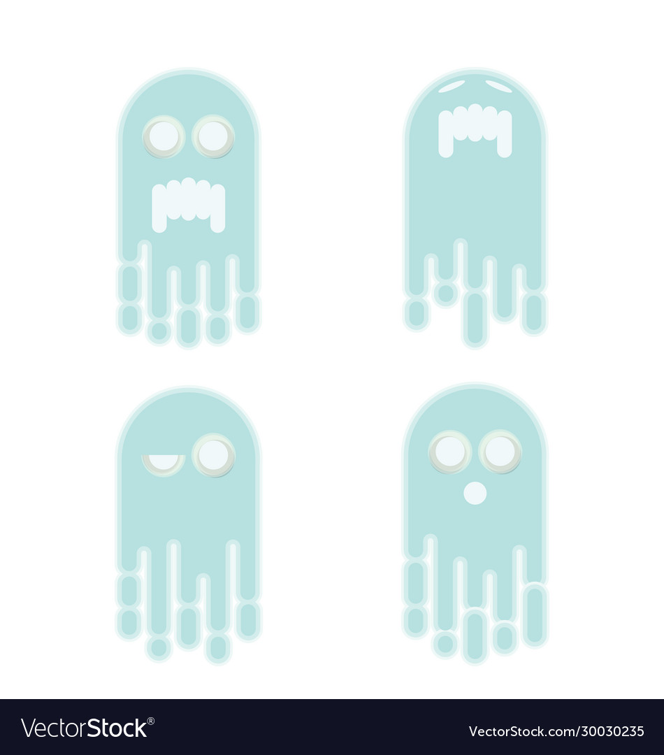 Floating ghost emoji icon set Royalty Free Vector Image