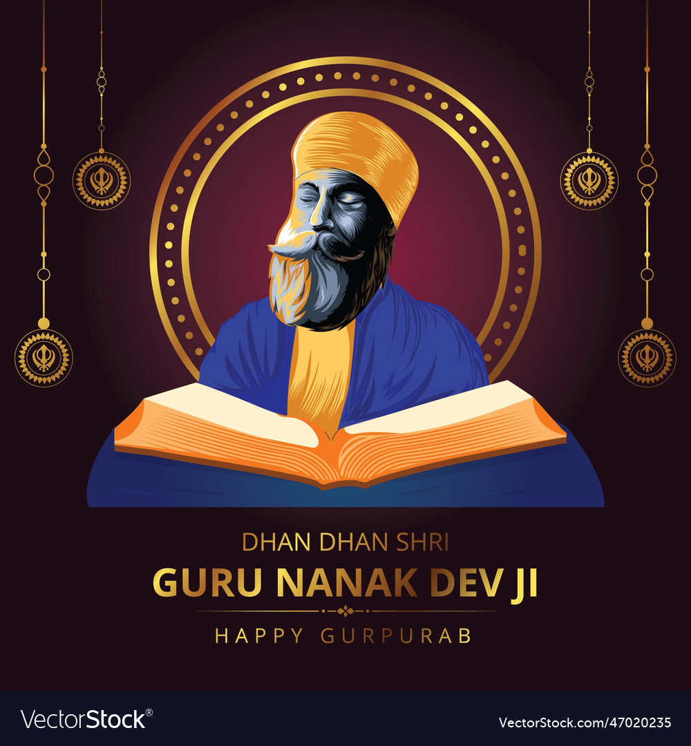 Happy gurpurab sikh festival banner design Vector Image