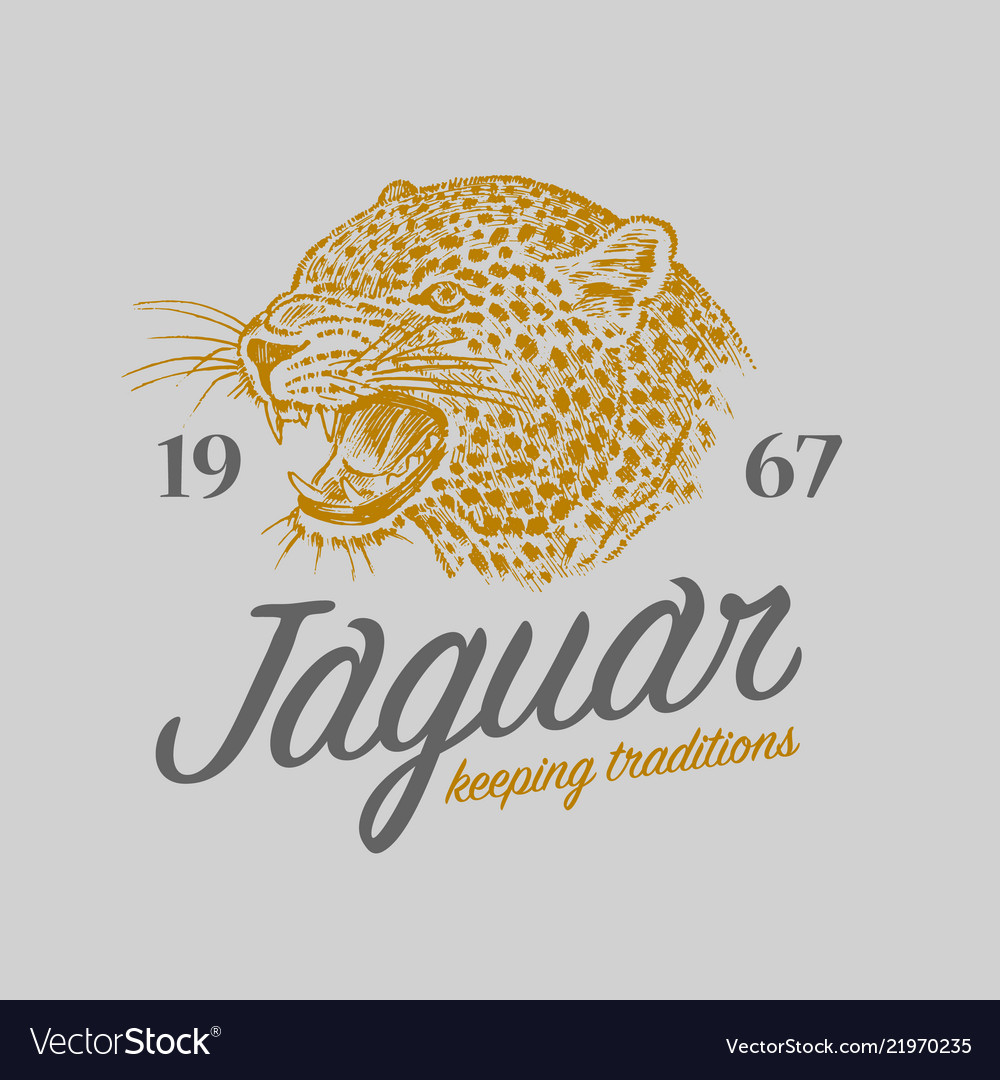 Japanese leopard logo asian cat grunge label vector image Japanese leopard logo asian cat grunge label
