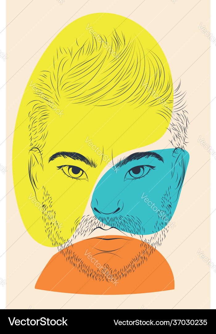 Line art man with shapes Royalty Free Vector Image