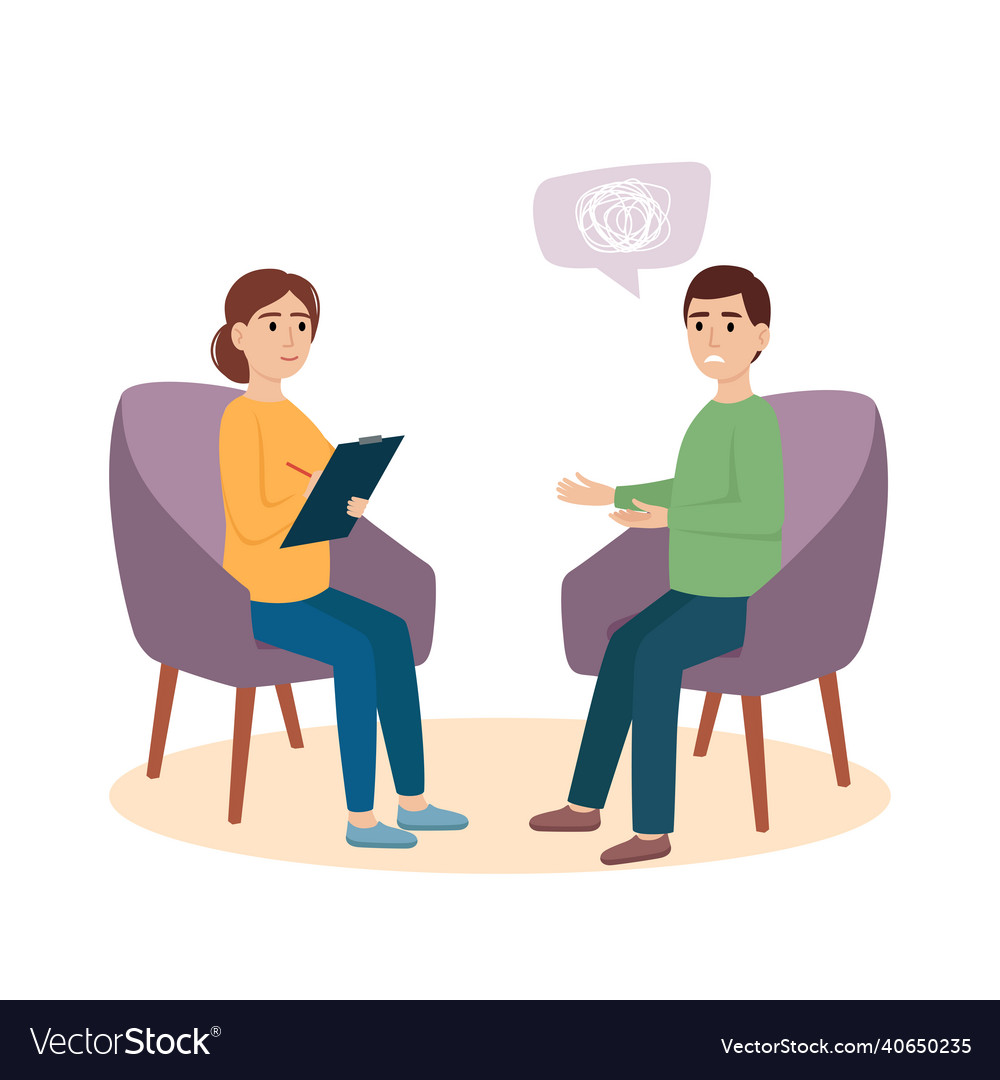 Psychology Therapy Man Sitting And Talking Vector Image