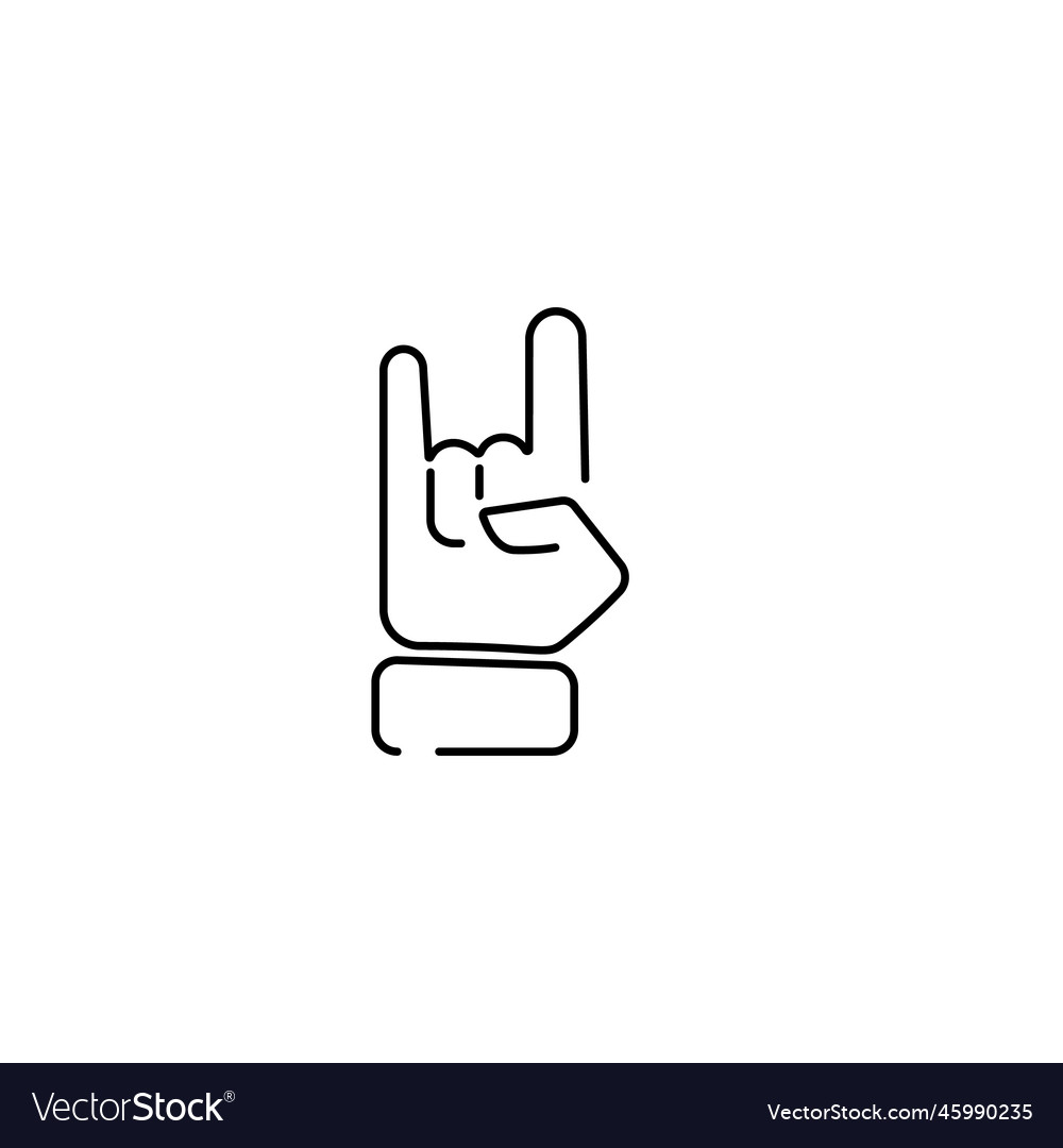 Rock Music Emoji Finger Gesture Line Art Vector Image