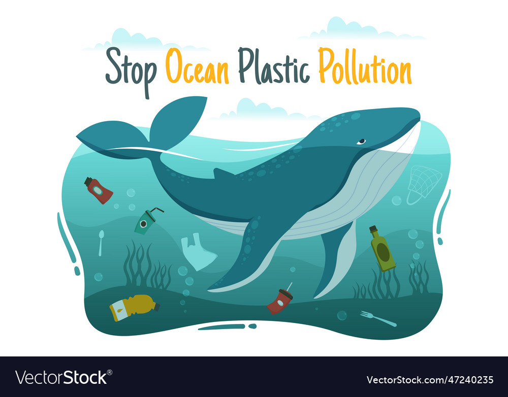 Stop ocean plastic pollution with trash under Vector Image