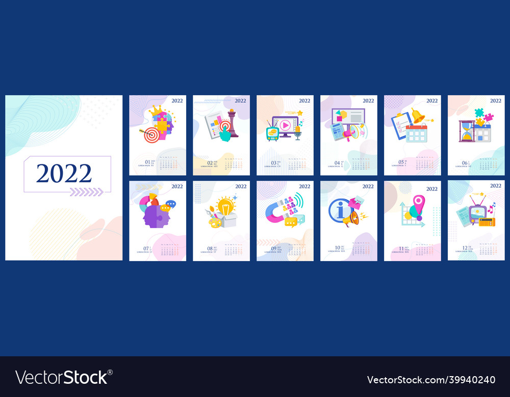 2022 Marketing Calendar 2022 Annual Calendar Template With Marketing Vector Image