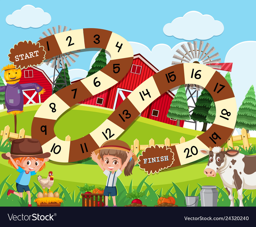 A Rural Board Game Template Royalty Free Vector Image