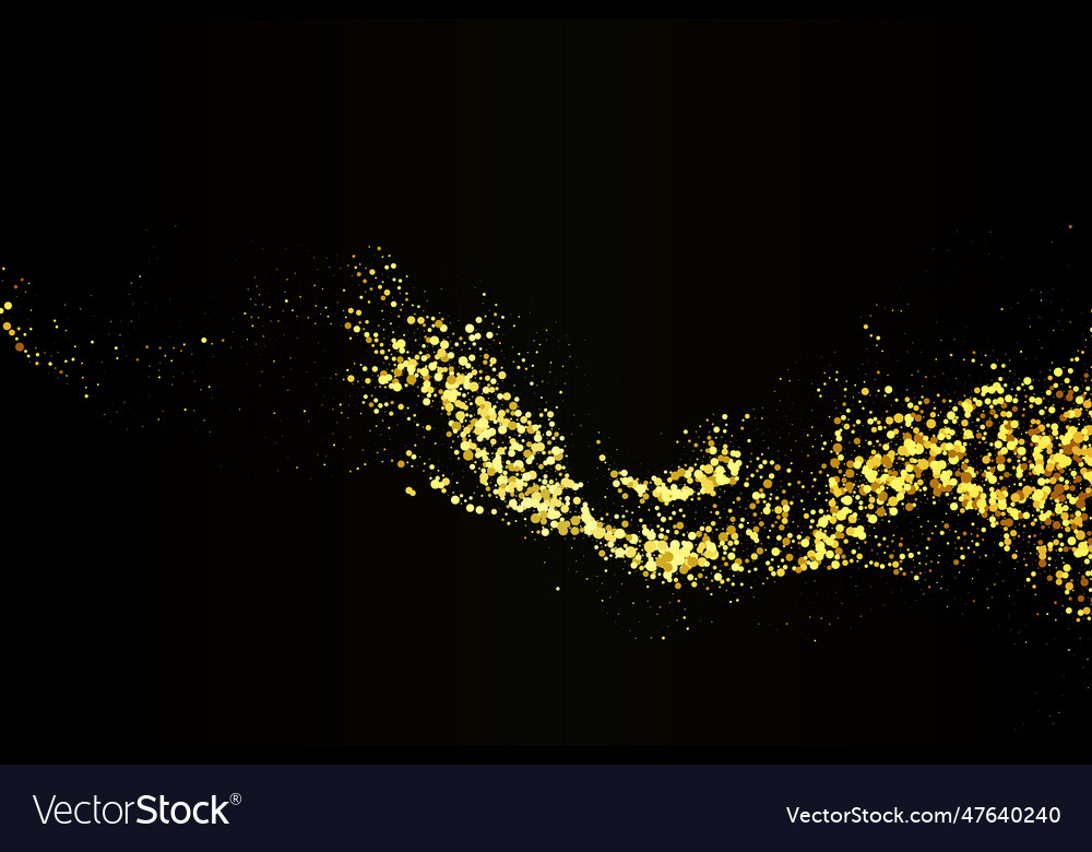 Abstract golden wavy design element with glitter Vector Image