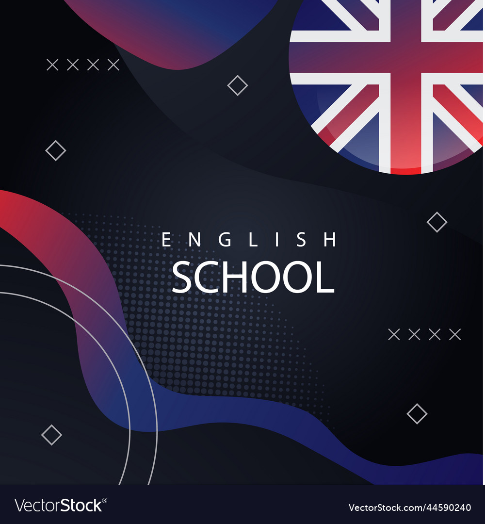 Gradient english school post set Royalty Free Vector Image