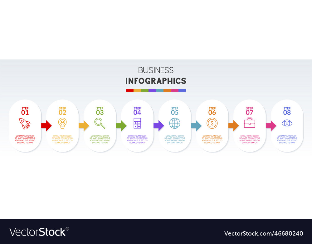 Infographics design template and icons with 8 Vector Image