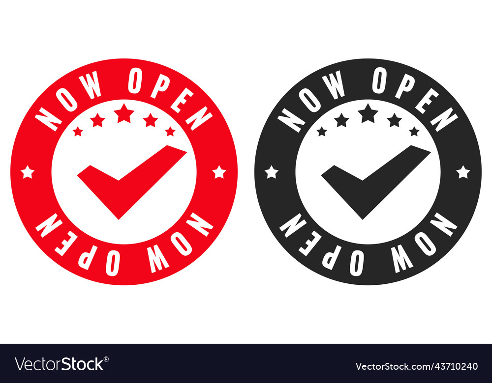 Now open sale sticker set Royalty Free Vector Image