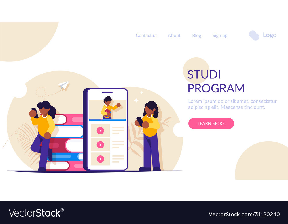 Students study curriculum remotely browsing Vector Image