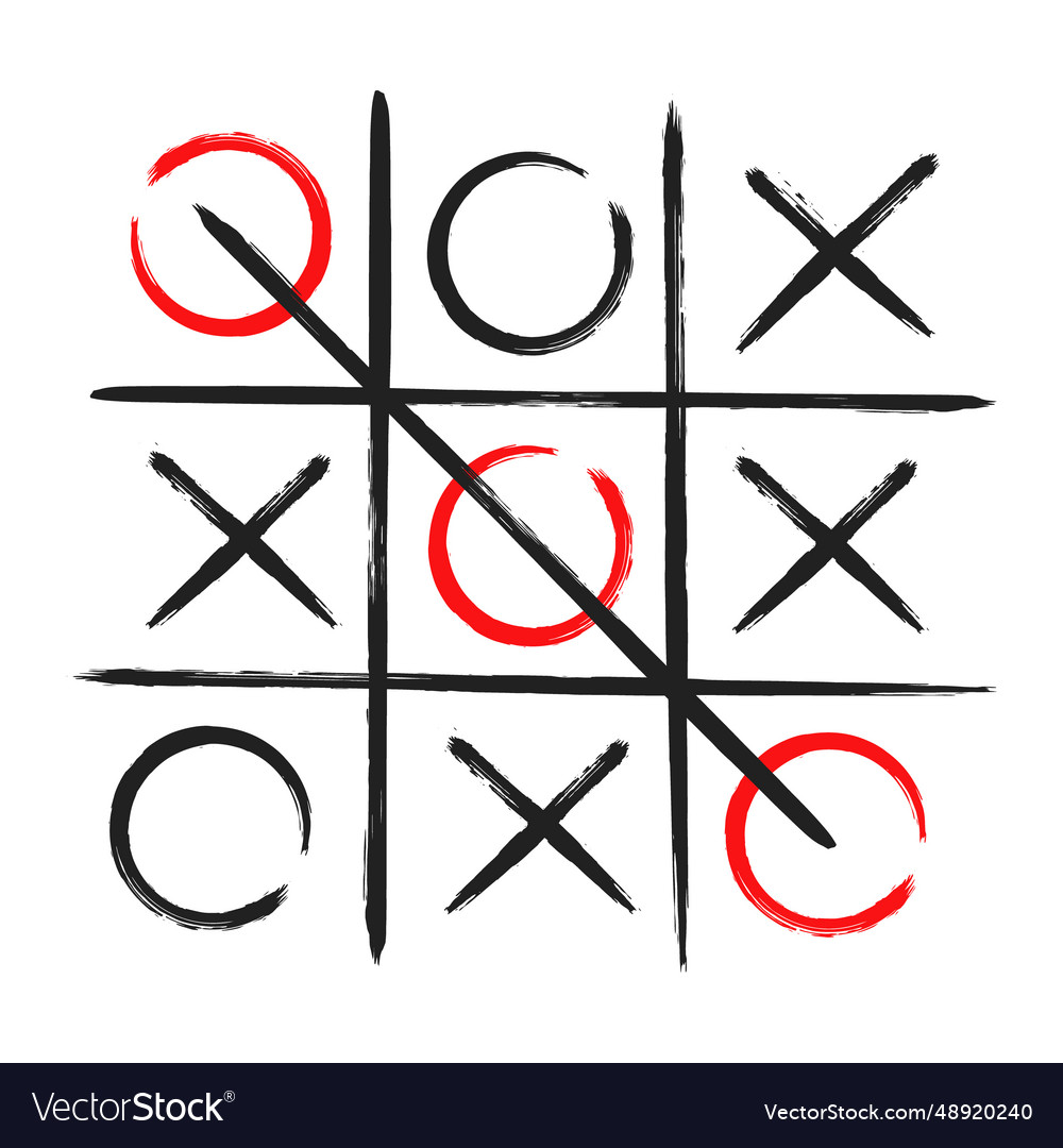 Hand Drawn Tic-tac-toe Elements. Grid Game, Cross, Toe. Strategy