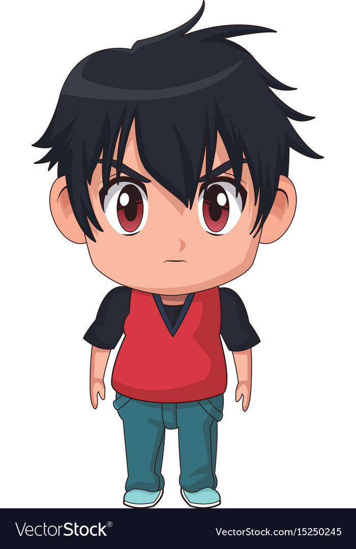 Cute Little Boy Anime Facial Expression Image Vector Image