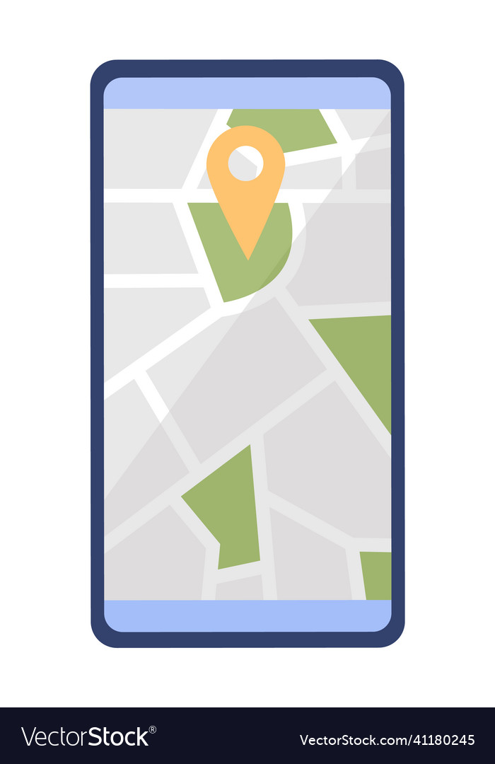 Map on mobile phone semi flat color object Vector Image