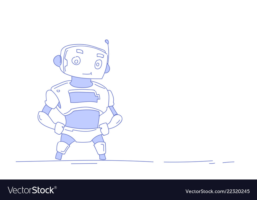 Modern robot cute bot helper artificial Royalty Free Vector