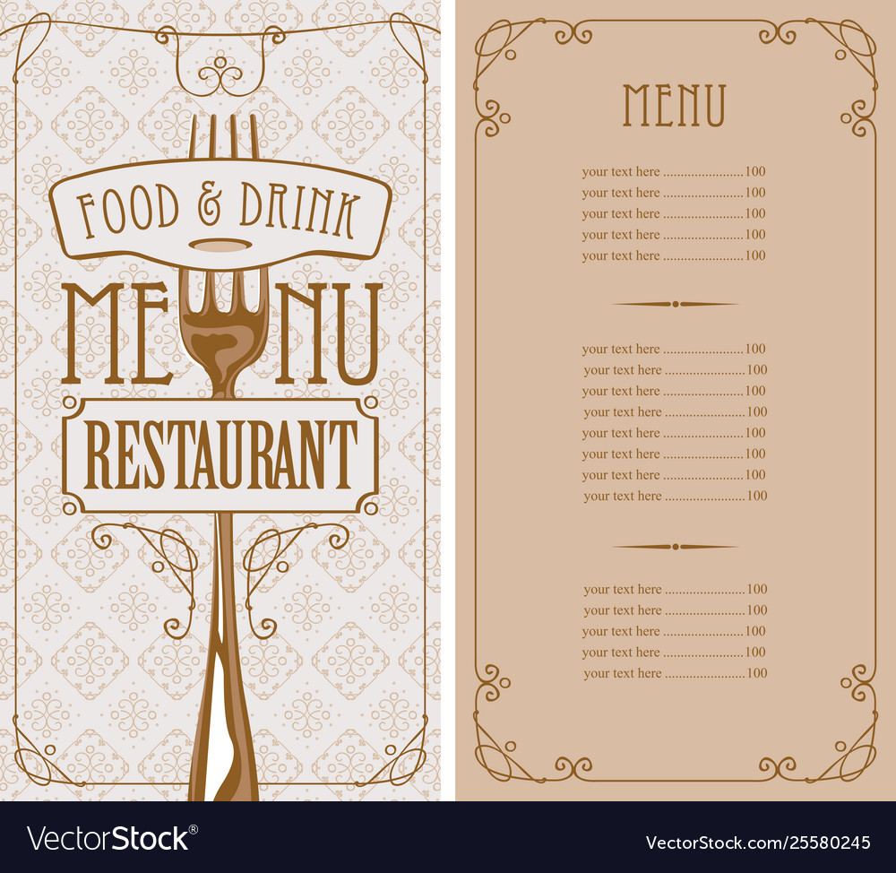 Restaurant menu with price list and fork Vector Image