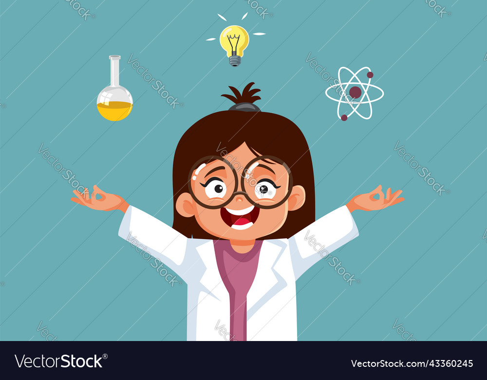 School girl enjoying science education class Vector Image