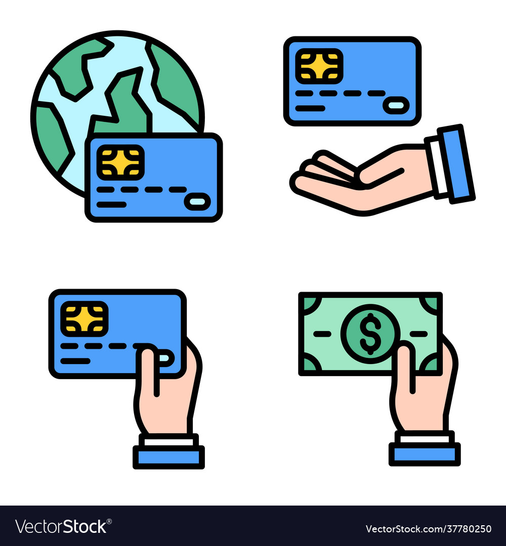 Credit or debit card icon set 3 payment related Vector Image