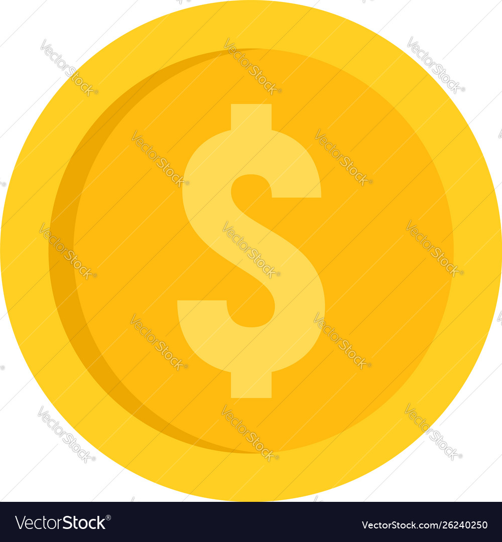 Dollar coin icon flat style Royalty Free Vector Image