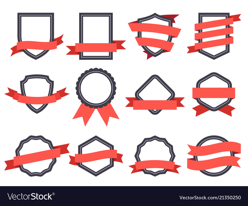 Flat Ribbon Banner Badge Genuine Banners Frames Vector Image