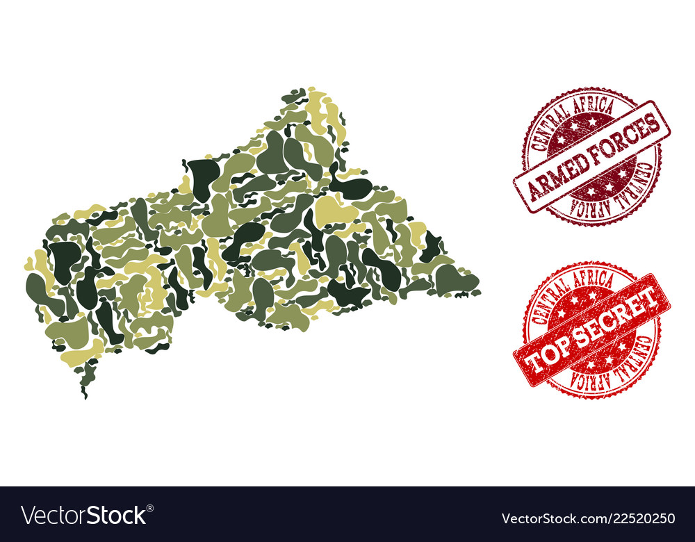 Military camouflage composition of map of central Vector Image